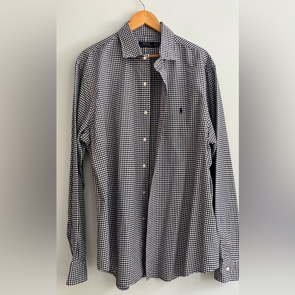 Polo Ralph Lauren Men’s Collared Button Down Gingham Cotton XXL Navy Blue White - Picture 2 of 12